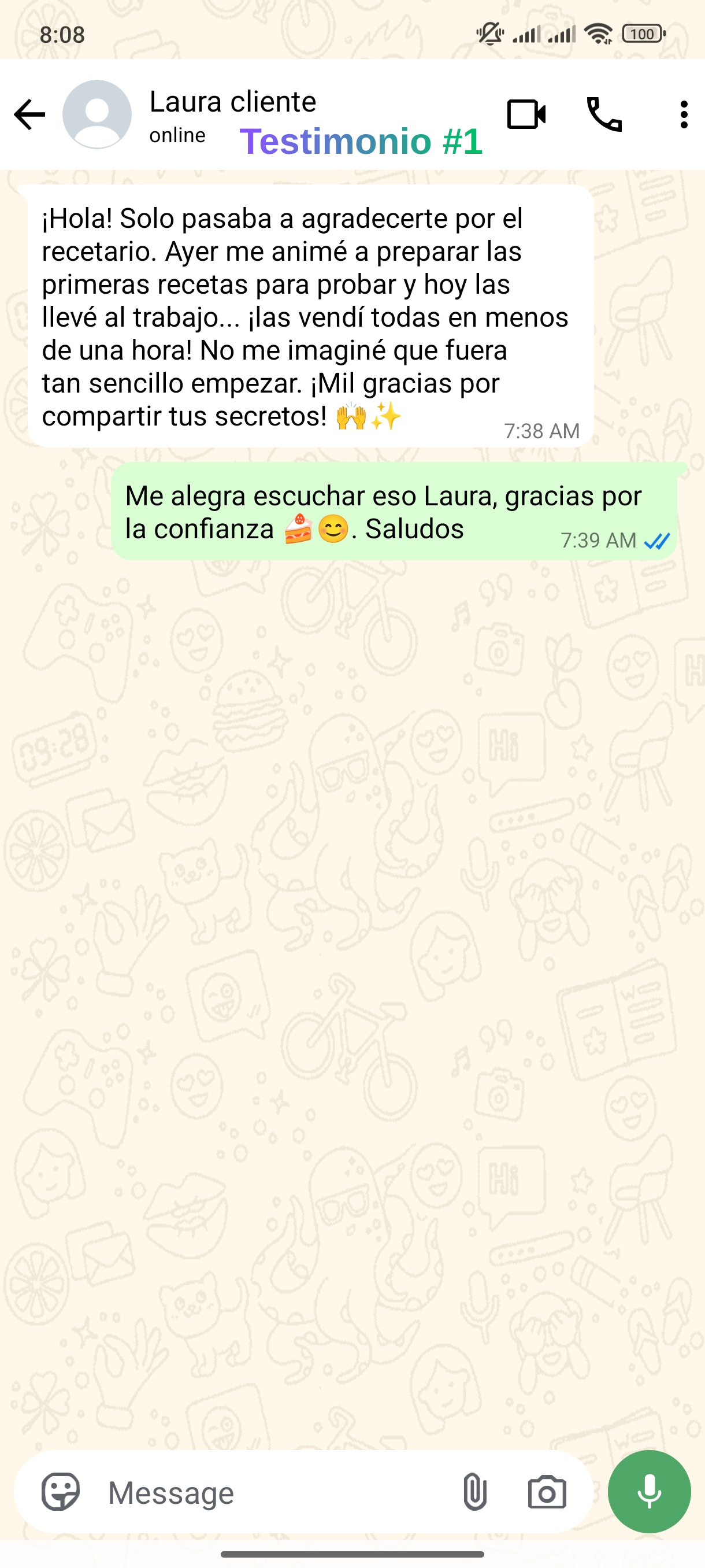 Cliente feliz WhatsApp